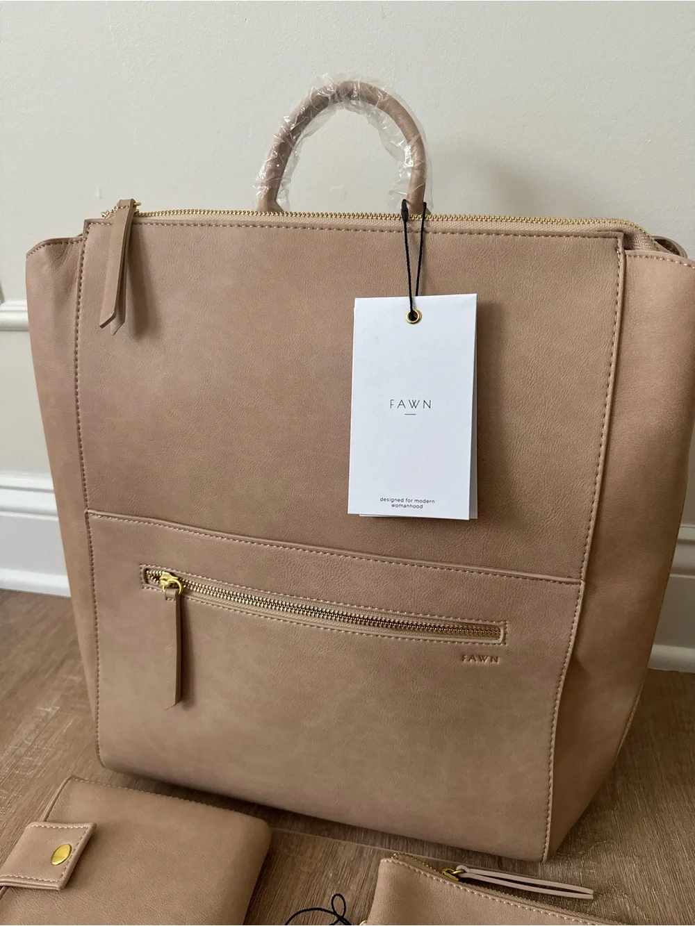 Fawn + Nordstrom Beige Square Diaper Bag